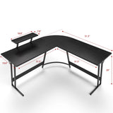 Homall L-Shaped Gaming Desk 51 Inches Corner Office Gaming Desk with Removable Monitor Riser, Classical Black