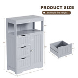 Homall Wood Bathroom Floor Cabinet with 3 Drawers and 1 Cupboard Free Standing Storage Organizer Hallway Entryway Cabinet for Living Room Kitchen