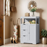 Homall Wood Bathroom Floor Cabinet with 3 Drawers and 1 Cupboard Free Standing Storage Organizer Hallway Entryway Cabinet for Living Room Kitchen