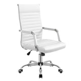 Vyrox Modern Office Chair, Mid-Back Faux Leather Swivel Reception & Conference Chair， Ergonomic Swivel Chair with Arms