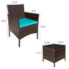 Homall 3 Pieces Patio Furniture Set Outdoor PE Rattan Wicker Patio Conversation Set Bistro Set with Tempered Glass and Cushioned Chairs
