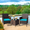 Homall 3 Pieces Patio Furniture Set Outdoor PE Rattan Wicker Patio Conversation Set Bistro Set with Tempered Glass and Cushioned Chairs