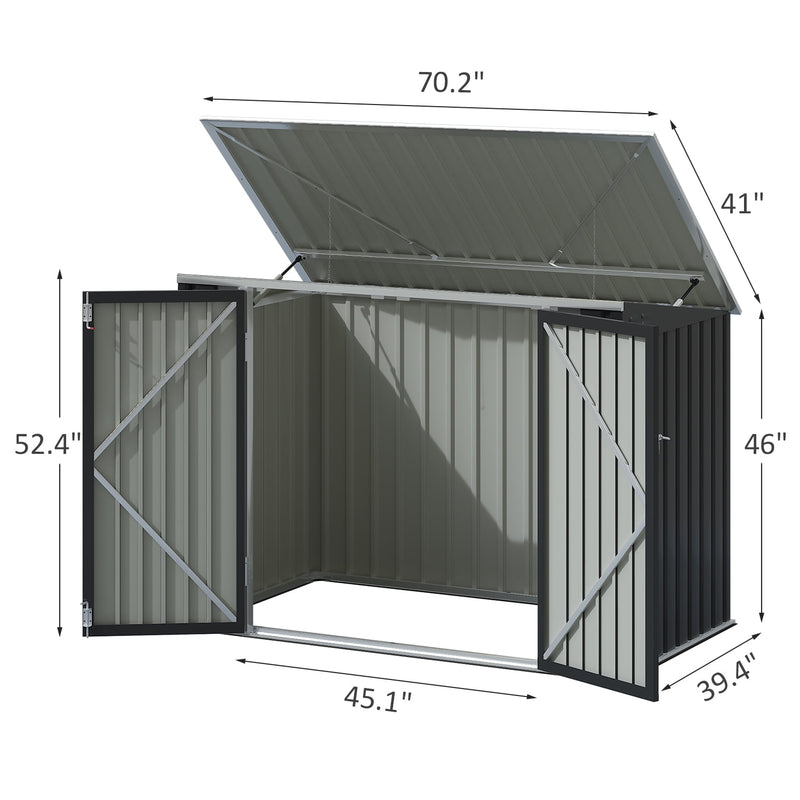 Homall 6' x 3' Patio Metal Shed Outdoor Trash Storage Shed with Lockable Doors and Easy Lift Hinges, Black