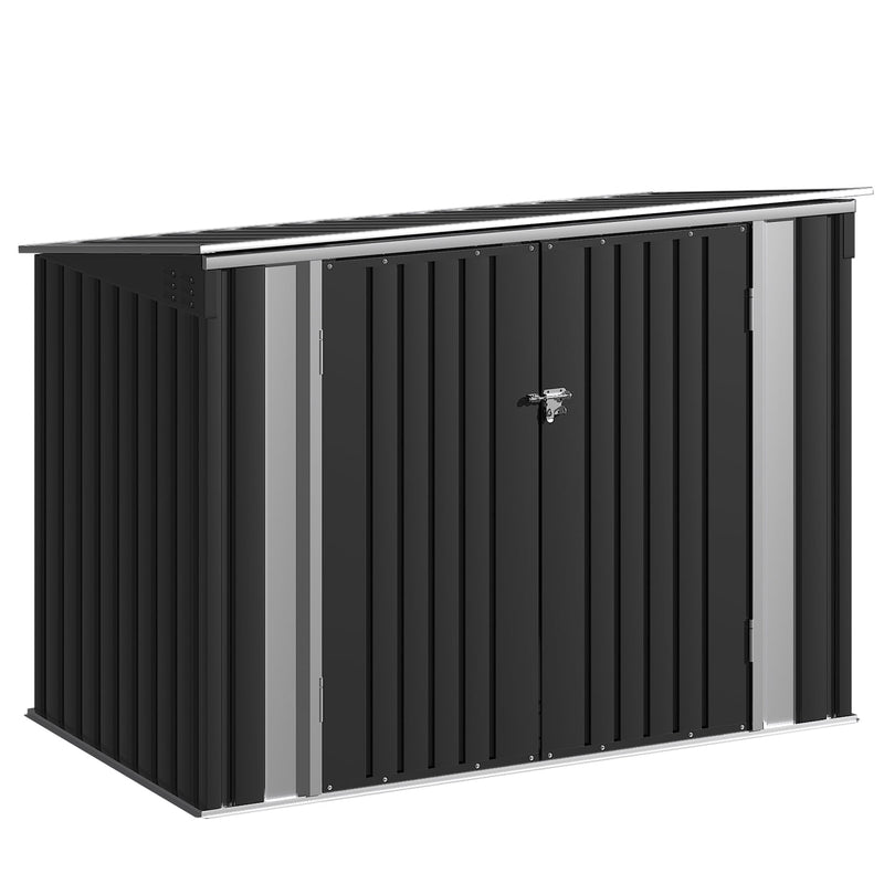 Homall 6' x 3' Patio Metal Shed Outdoor Trash Storage Shed with Lockable Doors and Easy Lift Hinges, Black