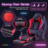 Homall RGB Gaming Desk and Chair Set, Carbon Fiber Desktop Z-Shape Table Massage Ergonomics Racing Chair E-Sports LED Lights Chair RGB Gaming Set