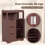 Homall Wood Bathroom Floor Cabinet with 3 Drawers and 1 Cupboard Free Standing Storage Organizer Hallway Entryway Cabinet for Living Room Kitchen