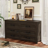 Homall 6-Drawer Wood Dresser for Bedroom, Large Storage Cabinet with Anti-Tip Safety and Footstool-Integrated Design, Double Classified Storage Organizer Chest for Living Room, Black