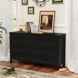 Homall 6-Drawer Wood Dresser for Bedroom, Large Storage Cabinet with Anti-Tip Safety and Footstool-Integrated Design, Double Classified Storage Organizer Chest for Living Room, Black