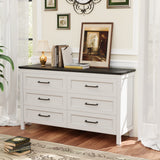 Homall 6-Drawer Wood Dresser for Bedroom, Large Storage Cabinet with Anti-Tip Safety and Footstool-Integrated Design, Double Classified Storage Organizer Chest for Living Room, Black