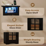 Homall Nightstand Set of 2 with Charging Station & Adjustable LED Lights, End Table Bedside Table with Glass Door & Open Shelf for Bedroom Living Room