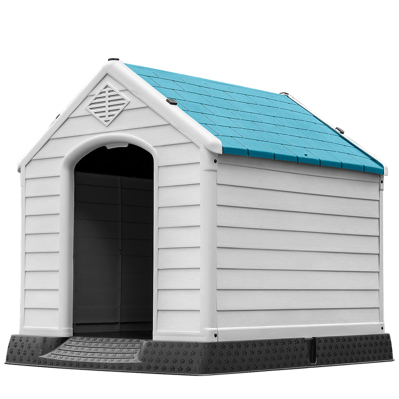 Homall Dog Kennel Plastic Dog House Indoor Outdoor for Large Dogs, 30 inch All Weather Doghouse Puppy Shelter with Air Vents, Elevated Floor Ventilate