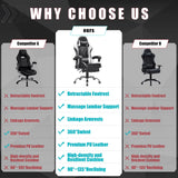 Homall Gaming Chair Massage Office Chair Computer Racing Chair High Back PU Leather Chair with Footrest, White