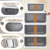 Homall Collapsible Storage Bins with Lids, Folding Storage Box, Stackable Plastic Closet Organizer, Double Doors File Cabinet Trunk Organizer Toy Storage Box