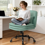 Homall Cross Legged Wide Seat Office Chair with Wheels,Office Armless Desk Chair, Modern Swivel Computer Task Chair Height Adjustable Vanity Chair