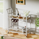 Homall Bar Cart Home Industrial Mobile Bar Cart with Wine Rack, Glass Holder and Wood Storage Shelves for Living Room, Kitchen, Party