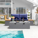 Homall Outdoor Daybed Patio Furniture Set Rattan Storage Daybed with Cushion and Side Table