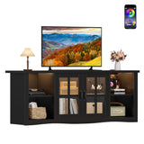 Homall TV Stand for 65 Inch TV with LED Lights & Glass Doors, Media Console with Built-in Charging Station, Entertainment Center for Living Room