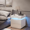 Homall LED Lighted Nightstand Set of 2 with 3 Drawers & Power Outlet, End Table with Remote for Bedroom Living Room