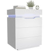 Homall LED Lighted Nightstand Set of 2 with 3 Drawers & Power Outlet, End Table with Remote for Bedroom Living Room