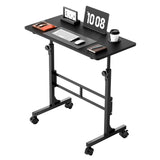 Homall 32" Small Standing Desk with Mobile Lockable Wheels, Adjustable Height Portable Desk for Home Office, Black