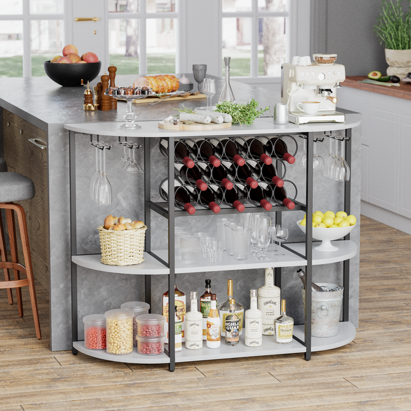 Homall Wine Bar Cabinet with RGB LED Lights Outlet, Bar Table Home Mini Bar Coffee Bar with Power Strip , Kitchen & Bar Wine Rack with Mobile App Control