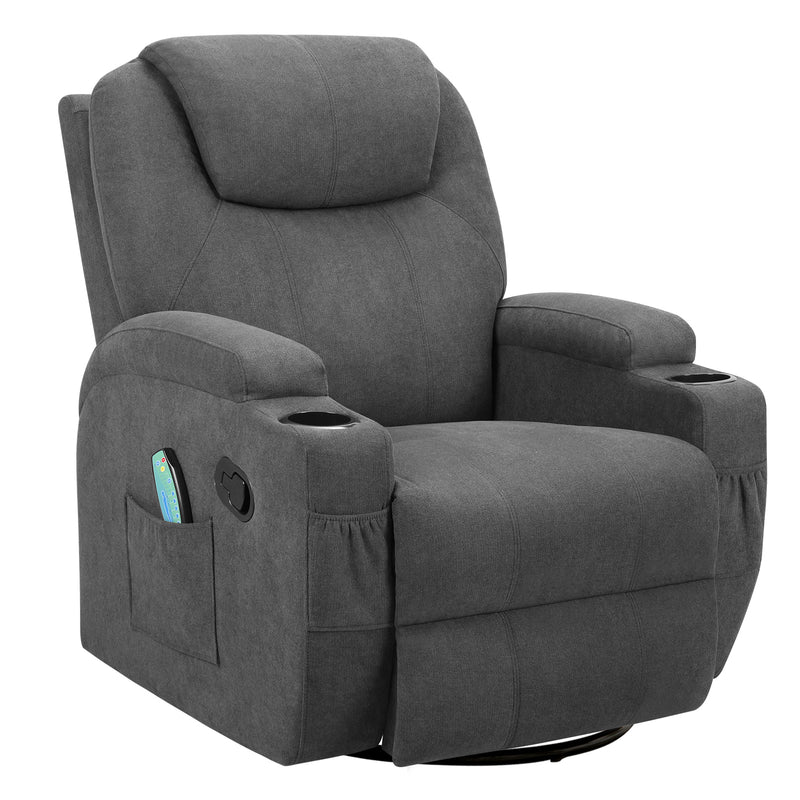 Homall Heated Swivel Rocking Recliner Chair Massage 360 Swivel Rocker Recliner Living Room Chair Home Theater Seating Heated