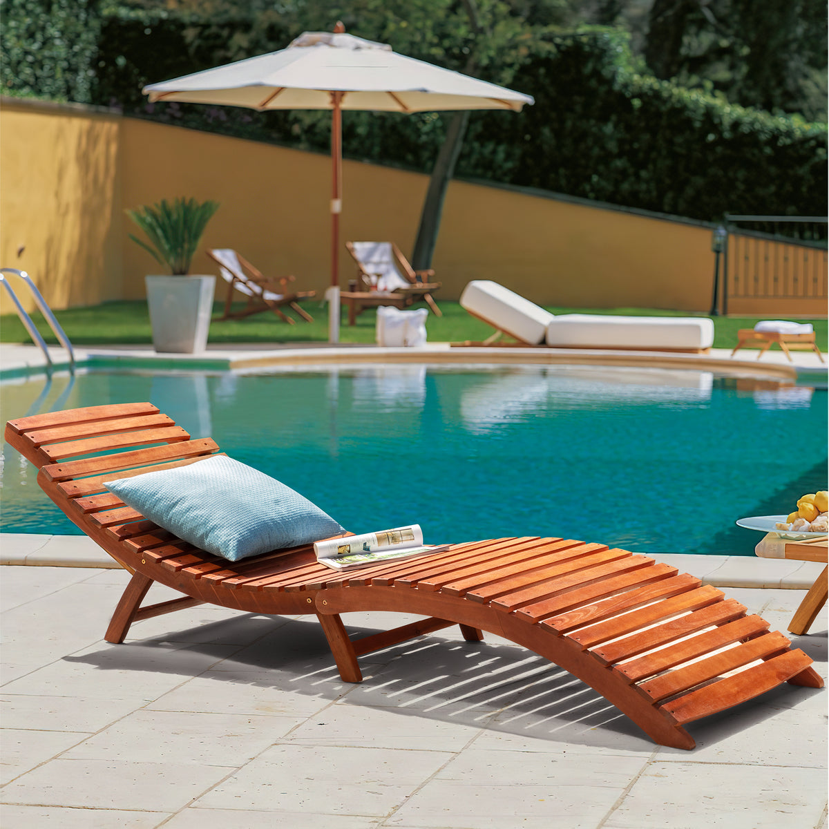 Folding wooden lounger hotsell