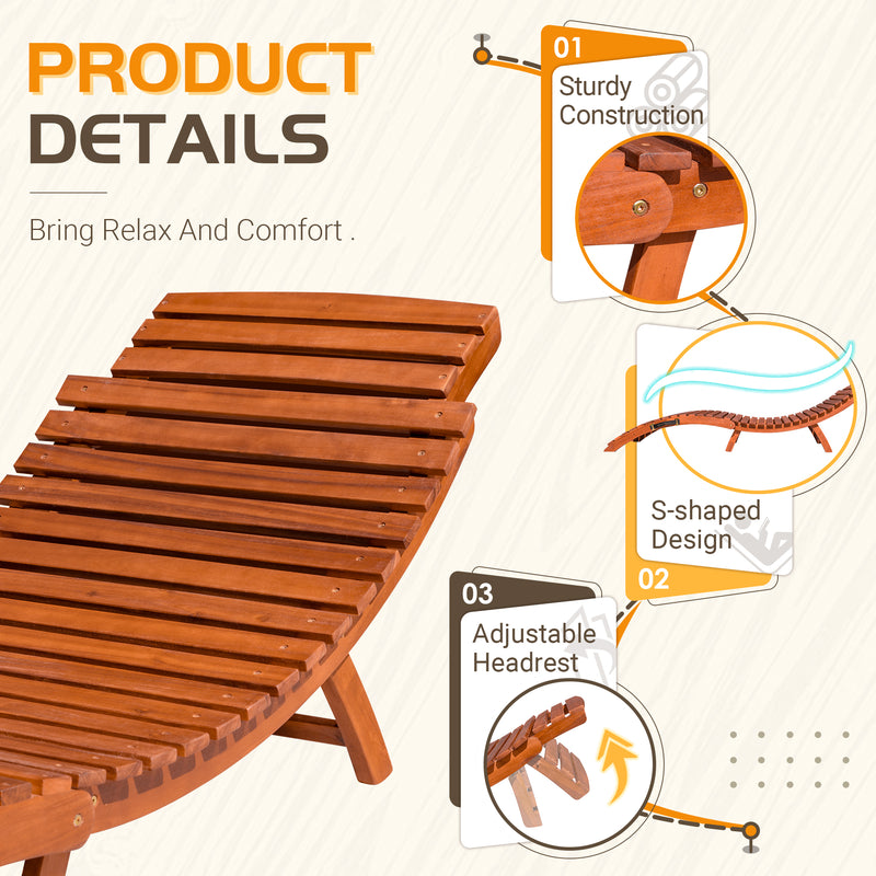 Homall Outdoor Chaise Lounge Folding Chairs Solid Acacia Wood Sun Loungers Balcony Recliner,for Garden, Patio, Pool Deck