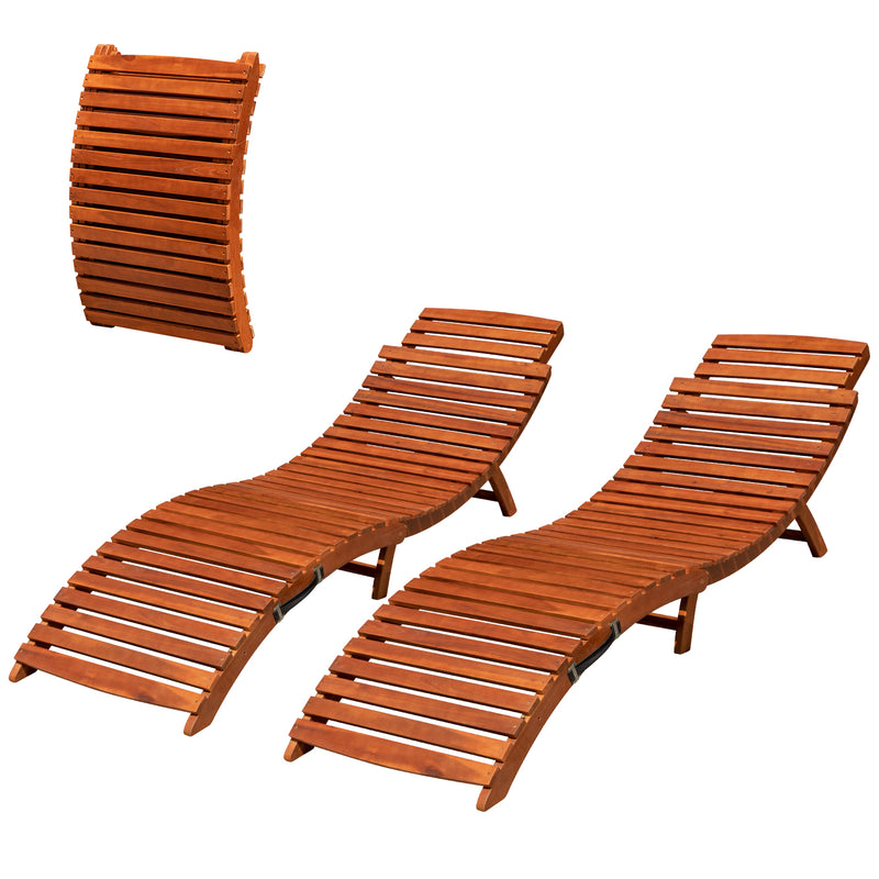 Homall Outdoor Chaise Lounge Folding Chairs Solid Acacia Wood Sun Loungers Balcony Recliner,for Garden, Patio, Pool Deck