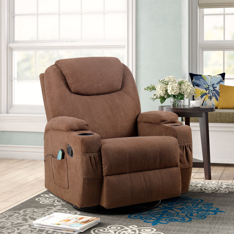 Homall Heated Swivel Rocking Recliner Chair Massage 360 Swivel Rocker Recliner Living Room Chair Home Theater Seating Heated