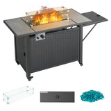 Homall 50,000 BTU Steel Propane Outdoor Fire Pit Table with Ceramic Tile Desktop,Easy Moving with Wheels