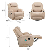 Homall Heated Swivel Rocking Recliner Chair Massage 360 Swivel Rocker Recliner Living Room Chair Home Theater Seating Heated