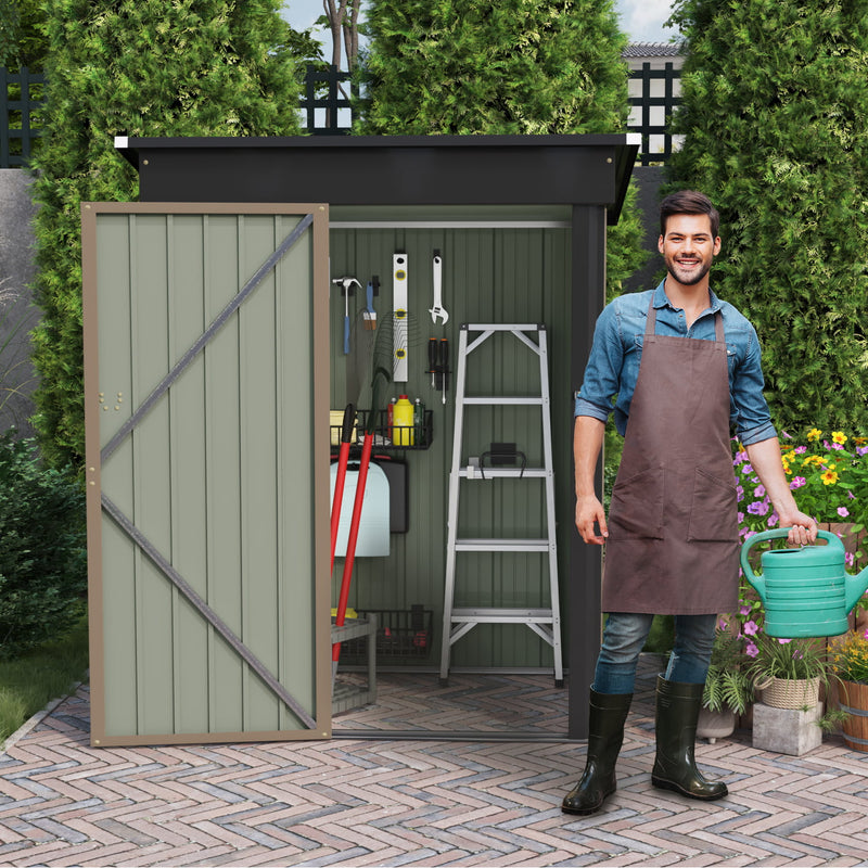 Homall Outdoor Storage Metal Shed for Tool Storage, Outdoor House for Backyard & Garden,Brown