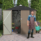 Homall Outdoor Storage Metal Shed for Tool Storage, Outdoor House for Backyard & Garden,Brown