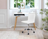 Homall Mid Back Task Chair,Low Back Leather Swivel Office Chair,Computer Desk Chair Retro with Armless Ribbed (White)