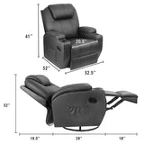 Homall Heated Swivel Rocking Recliner Chair Massage 360 Swivel Rocker Recliner Living Room Chair Home Theater Seating Heated
