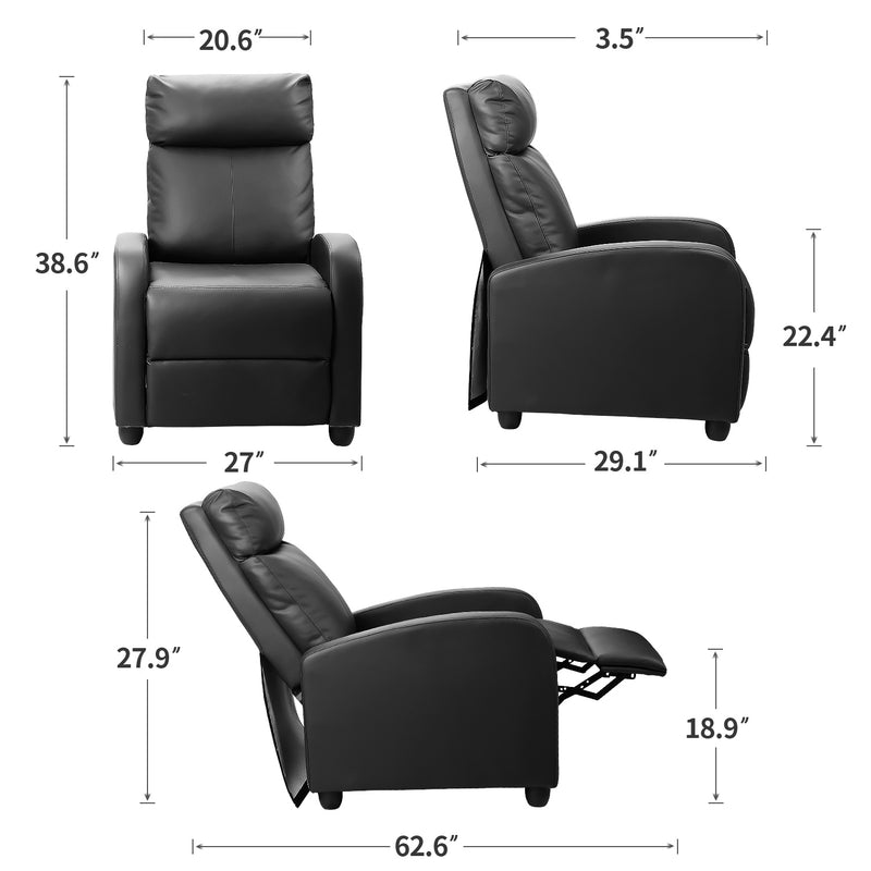 Homall Recliner Chair Padded Seat Pu Leather for Living Room Single Sofa Recliner Modern Recliner Seat Club Chair Home Theater Seating