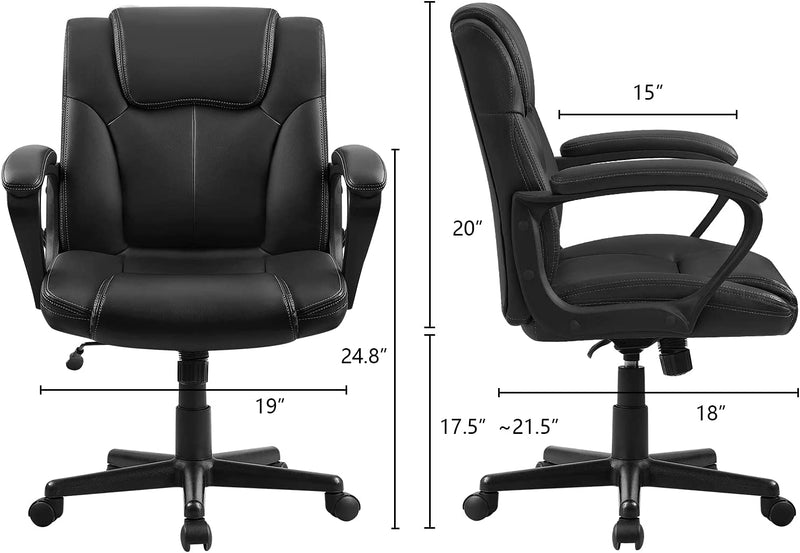 HOMALL Faux Leather Mid-Back Executive Office Desk Chair with Lumbar Support