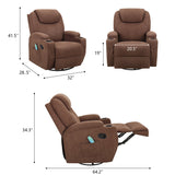 Homall Heated Swivel Rocking Recliner Chair Massage 360 Swivel Rocker Recliner Living Room Chair Home Theater Seating Heated