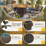 Homall 50,000 BTU Rattan Propane Outdoor Fire Pit Table with Wheels, Brown