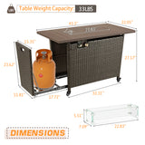 Homall 50,000 BTU Rattan Propane Outdoor Fire Pit Table with Wheels, Brown