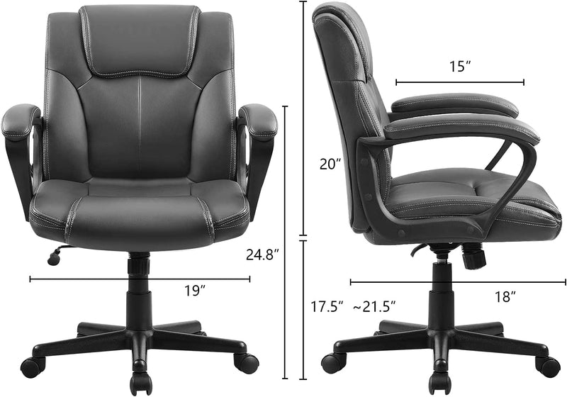 HOMALL Faux Leather Mid-Back Executive Office Desk Chair with Lumbar Support