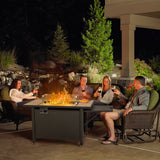 Homall 50,000 BTU Rattan Propane Outdoor Fire Pit Table with Wheels, Brown