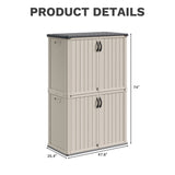 Homall 50 Cu.ft Resin Outdoor Storage Shed - Waterproof, Lockable & Sturdy Floor for Patio/Garden, Beige