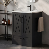 Homall 24'' Bathroom Vanity with Sink, Freestanding Bathroom Cabinet with 2 Door & 1 Drawer, Farmhouse Bathroom Vanity with Basin