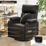 Homall 360° Massage Swivel Rocker Recliner Small Rocking PU Leather Chairs with Side Pockets for Small Spaces