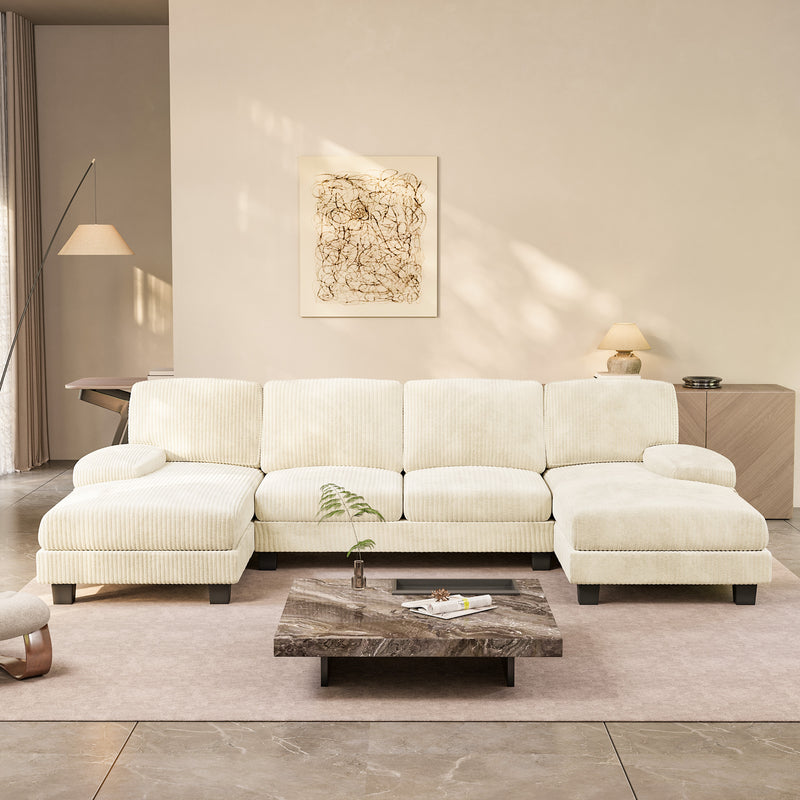 Homall U Shaped Sectional Sofa with Soft Corduroy Sofa Couch with Double Chaise for Apartments,Living Room