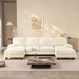 Homall U Shaped Sectional Sofa with Soft Corduroy Sofa Couch with Double Chaise for Apartments,Living Room