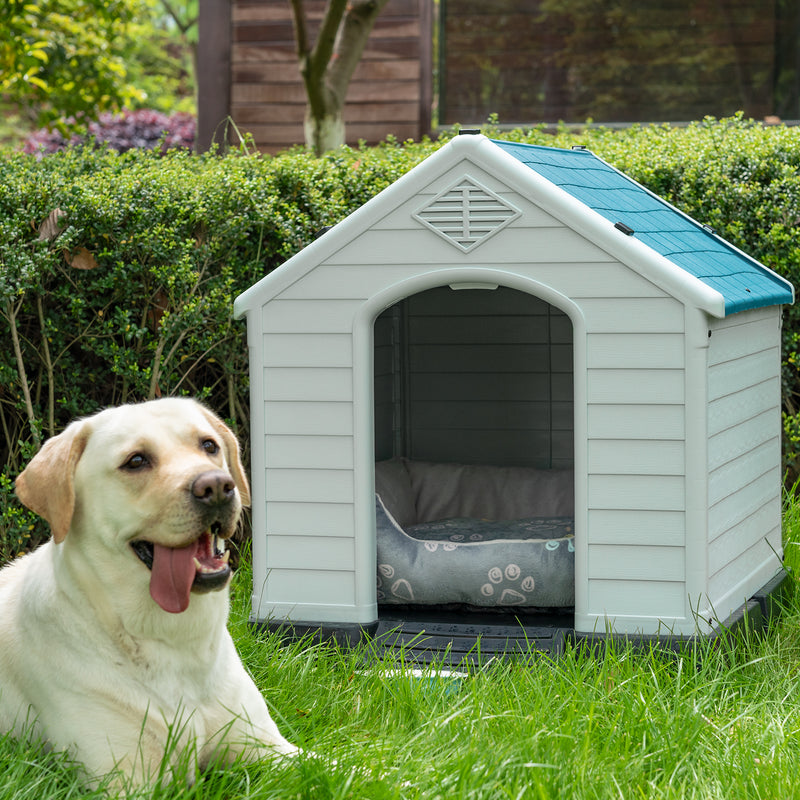 Homall Dog Kennel Plastic Dog House Indoor Outdoor for Large Dogs 27.6 inch All Weather Doghouse Puppy Shelter with Air Vents, Elevated Floor Ventilate