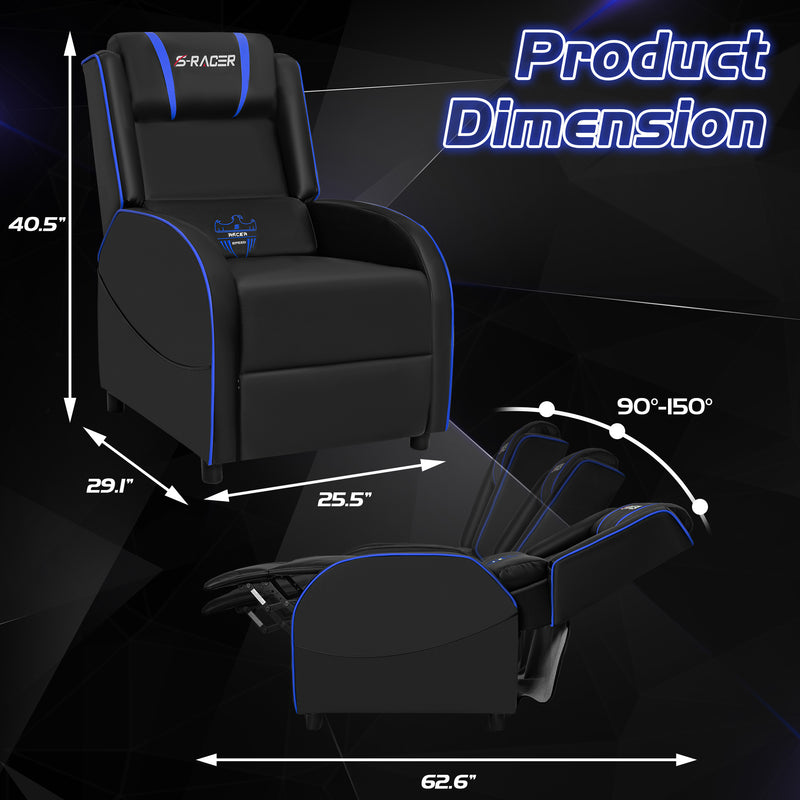 Homall Massage Gaming Recliner Chair Video Game Chair Racing Sofa Chair PU Leather Living Room Sofa Single Home Theater Seating